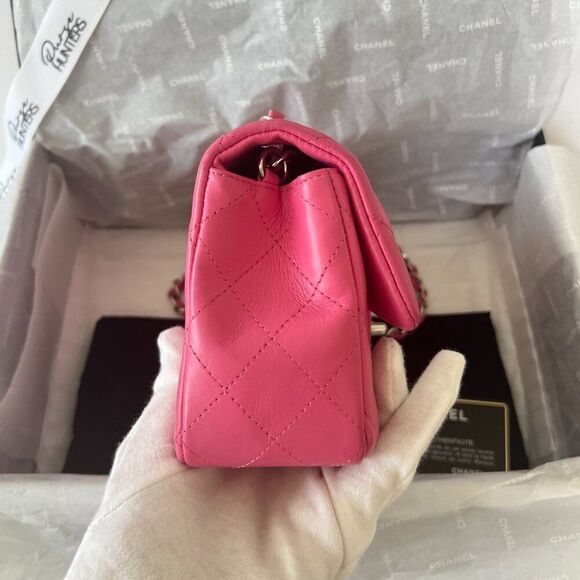 100% Authentic CHANEL Mini Rectangular in Pink Lambskin SHW - Picture 4 of 13